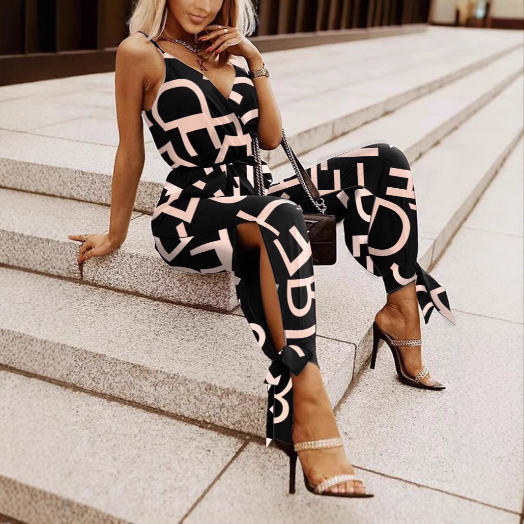 Women's Trendy Printed Strap Jumpsuit Romper