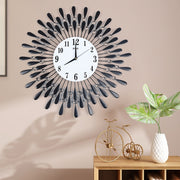 24.5" Large Wall Clock Metal Decorative Wall Clocks, 3D Non-Ticking Quiet Quartz Clocks for Living Room Kitchen Home Decoration