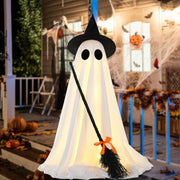 Halloween Decorations Outdoor, Spooky Halloween Decor with Witch Broom, Scary Ghosts Decor with LED Lights for Front Porche Yard Garden Home, Large Halloween Decorations, Halloween Lights Outdoor, ...