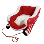 Winter Warm Indoor Christmas Sleigh Pet Bed - Red & White Striped Dog House With Removable Cover, Durable Polypropylene Fiber, No Assembly Needed, Cozy Holiday Gift For Small/medium Dogs, Christmas