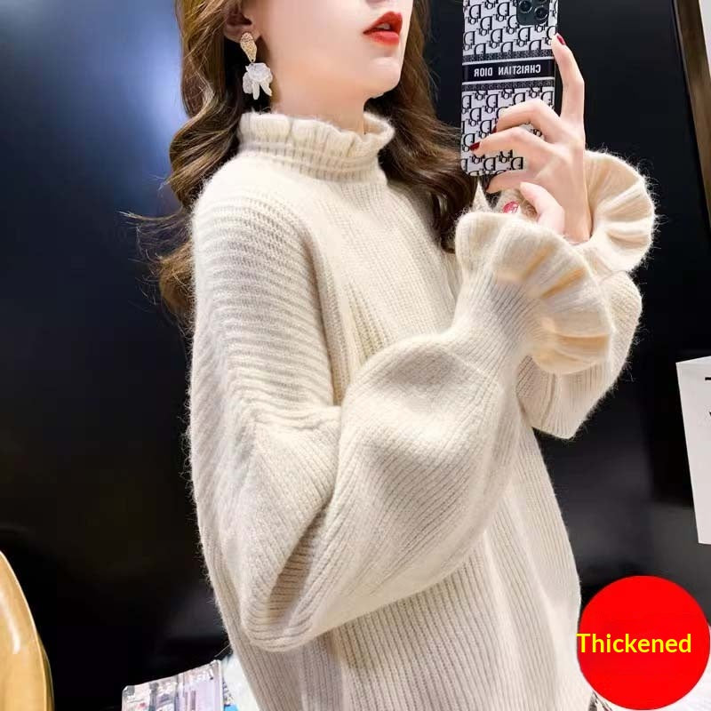New Loose-fit Figure-flattering Thickened Knit Bottoming Top