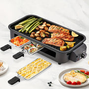 1500W Smokeless Electric Grill with Removable Non-Stick Griddle & Hot Pot - Indoor Portable BBQ Grill with Adjustable Temperature Control, Stainless Steel Construction, Dishwasher Safe - All-in-One...