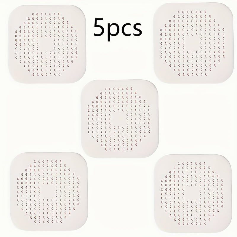 Silicone Sink and Shower Drain Cover with Multi‑Layer Filter – Anti‑Clog, White/Black, Fits Rectangular and Round Sinks & Bathtubs (1, 2, 3 or 5 Pieces)