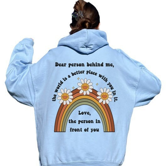 Rainbow Sunflower Drop-Shoulder Hoodie