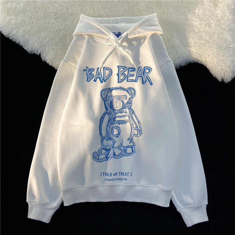 Oversized Hip-Hop Bear Hoodie | Korean Streetwear Pullover