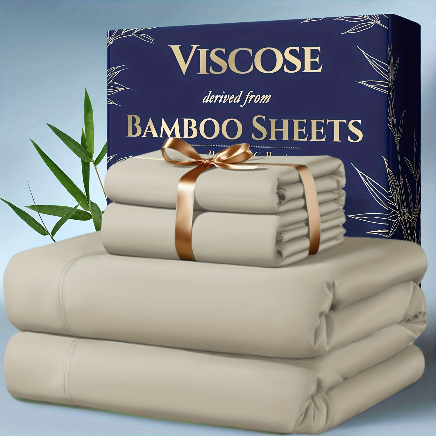 3‑Piece Bamboo Cooling Bedding Set – Extra Deep Pocket, Breathable & Cooling, Includes Pillowcase, Flat Sheet & Fitted Sheet, Queen & King