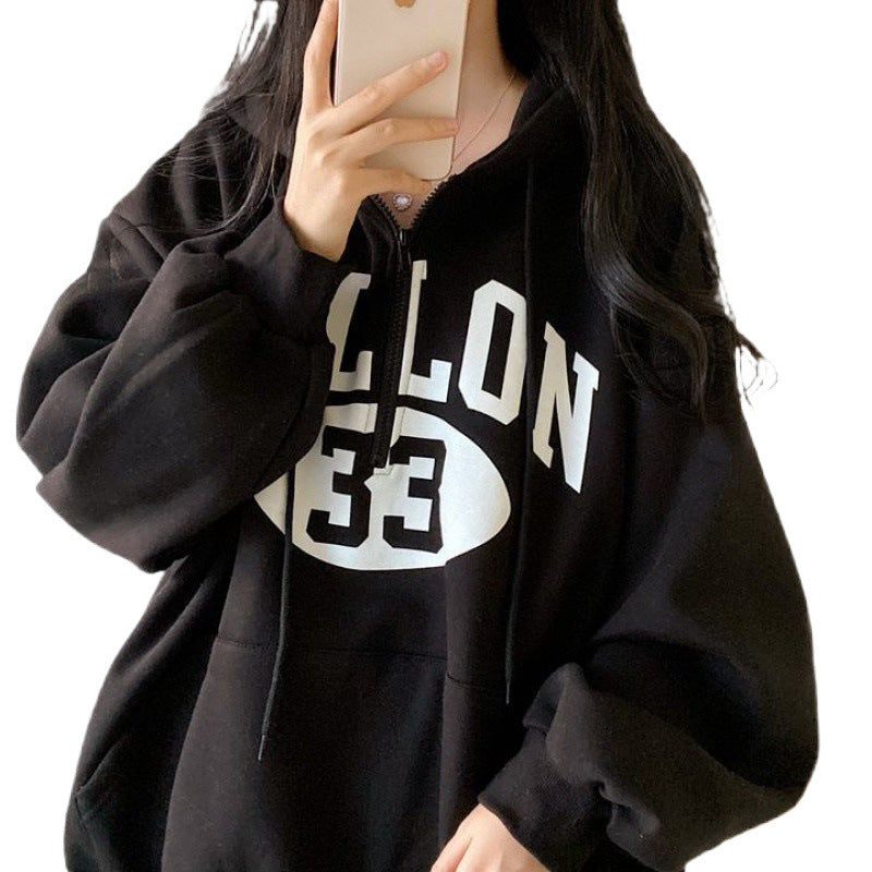 Women's Fleece-Lined Thickened Hooded Sweatshirt