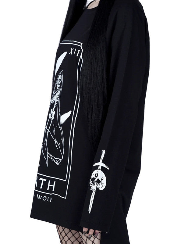Gothic Dark Moon Letter Print Oversized Punk Sweater