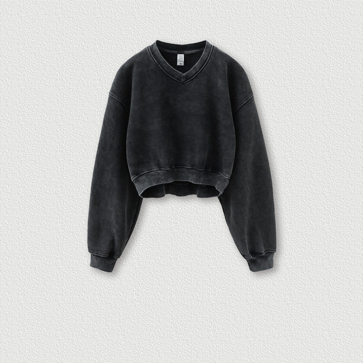 Vintage Fleece V-Neck Cropped Hoodie