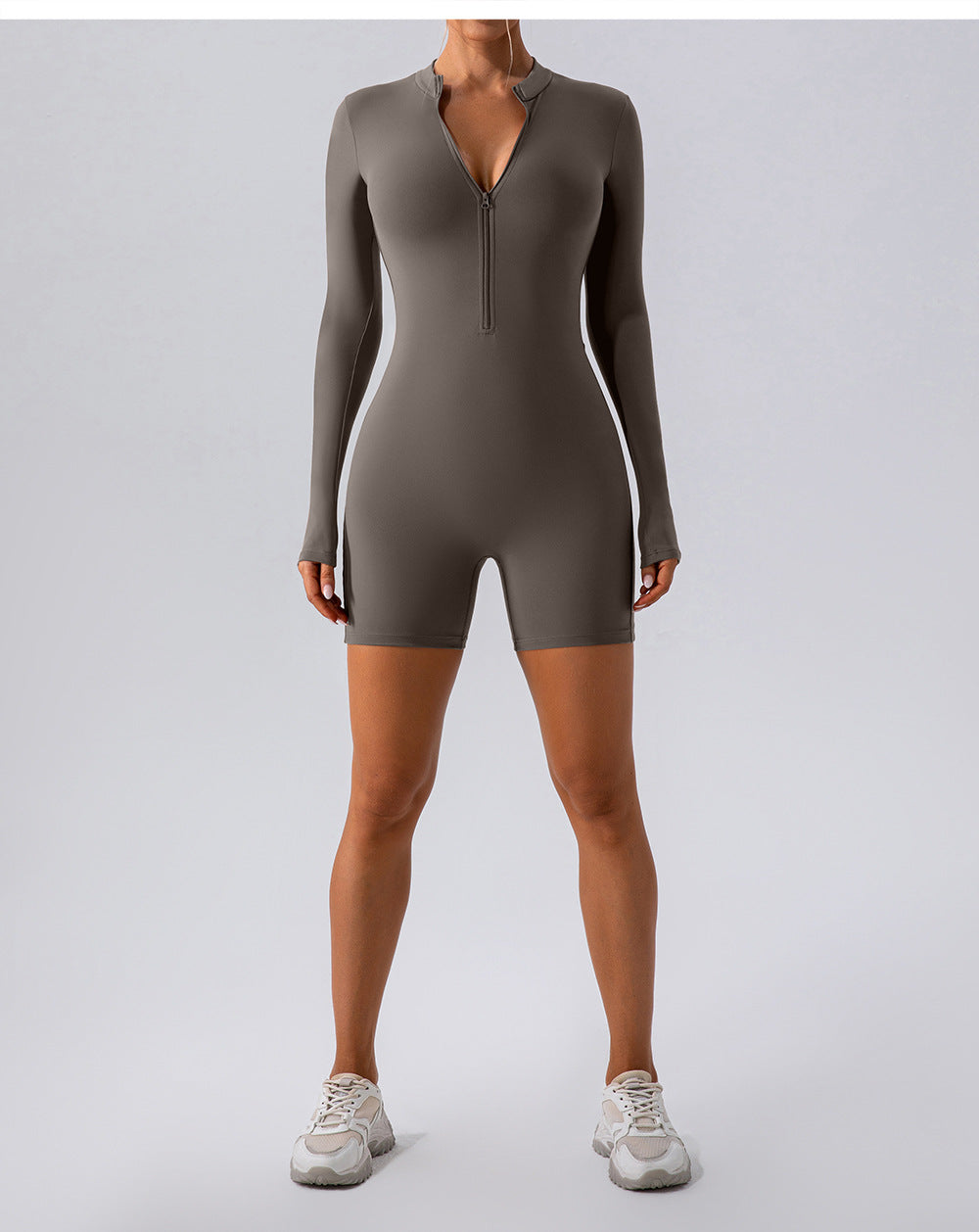 Long-Sleeve Zipper One-Piece Dance & Fitness Romper