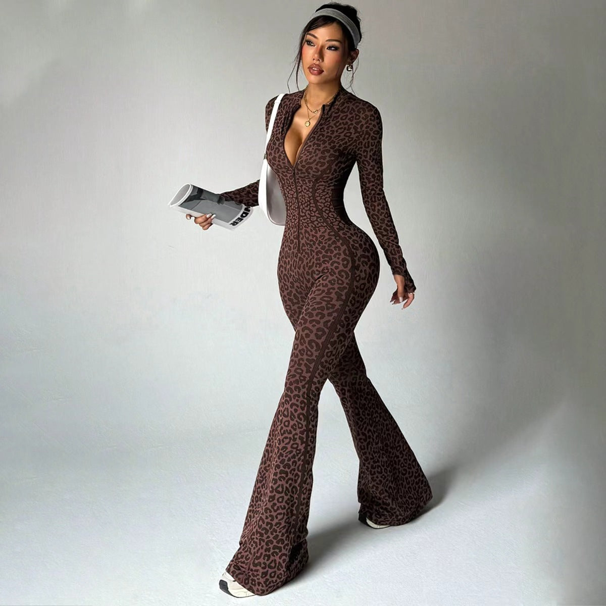 Leopard Print Slim Fit Hip Hugging Yoga Suit