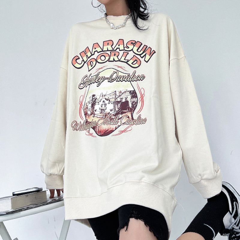 Vintage Washed Oversized Round Neck Sweatshirt