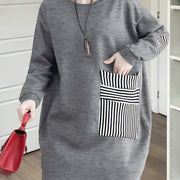 Plus Size Women’s Sweatshirt with Asymmetrical Pocket, Contrast Color Accents, Loose Fit, Cuffed O‑Ring