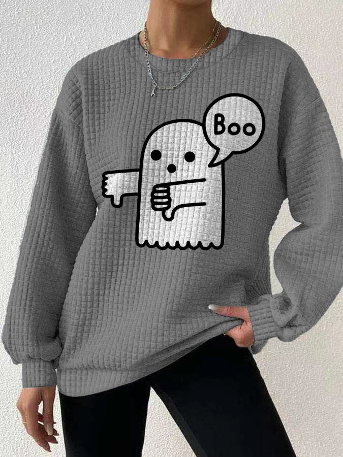 Women's 3D Digital Print Round Neck Loose Sweater