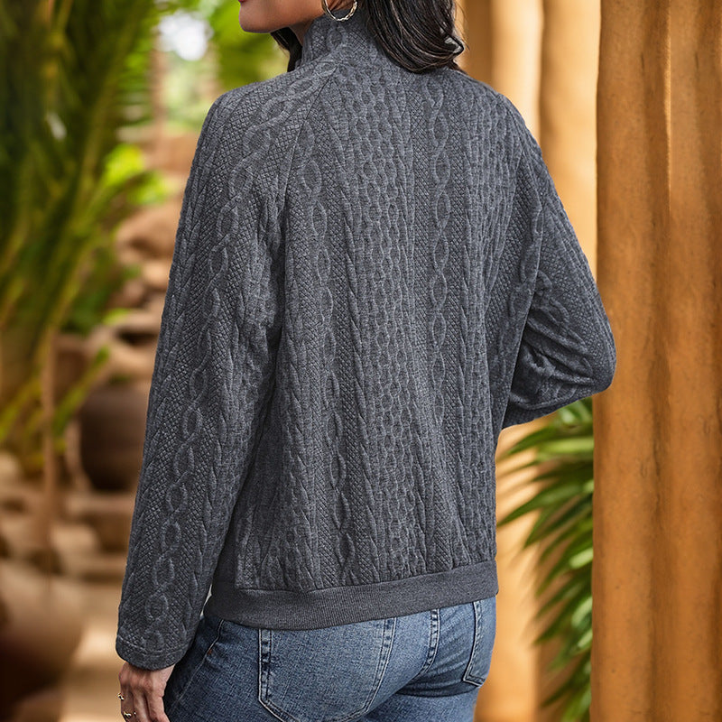 Women's Textured Long Sleeve Pullover Sweatshirt