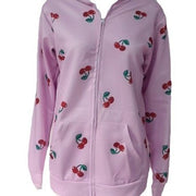 Cute Cherry Print Knit Cardigan Sweater Coat