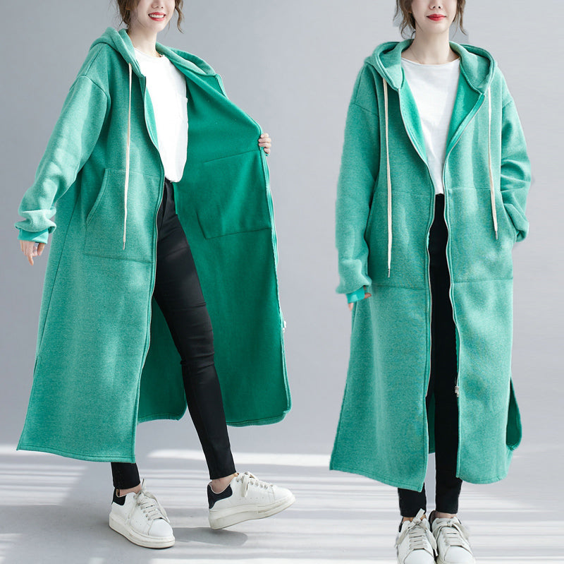 Women's Plus Size Thickened Fleece Hooded Sweater Coat