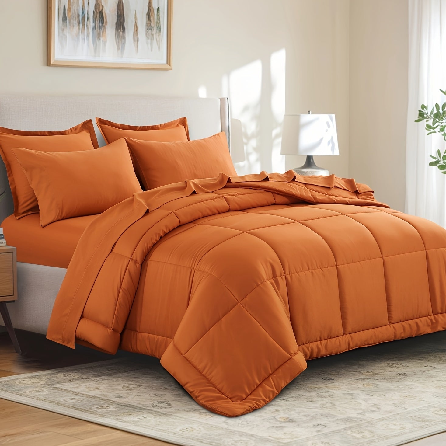 7pcs Ultra-Soft Bed In A Bag, Down Alternative Bedding Sets With All Season Quilted Comforter, Flat Sheet, Fitted Sheet, Pillowcases -Gifts For The Family And Friends