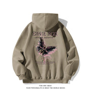 Retro Butterfly Print Mid-Length Casual Cotton Sweater