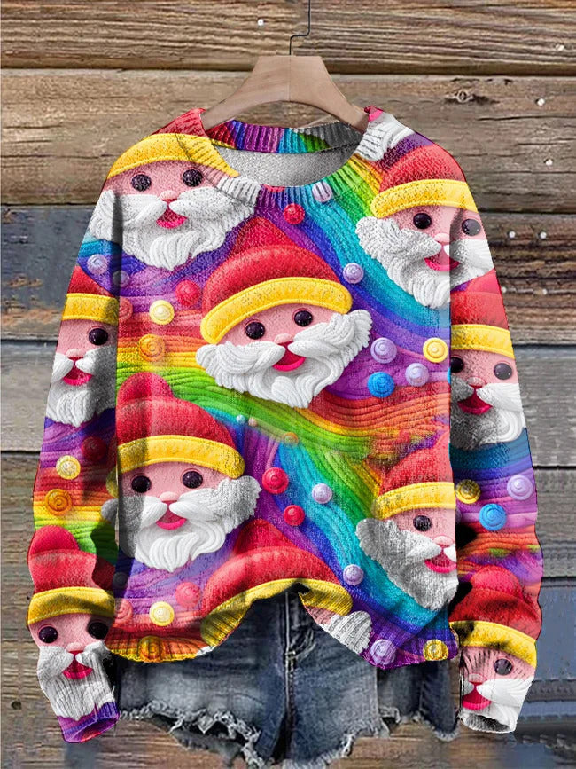Women's Plus Size Printed Round Neck Casual Sweater