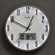 TIMESS Intelligent Night Light Wall Clock, 14 Inches, Precise And Silent Departure Time, With Night Light Voice Control Function And Calendar Week Display, Suitable For Living Rooms And Offices