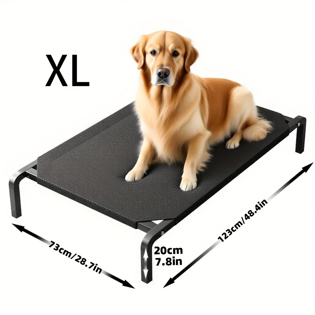 Large Dog Bed - Durable Polyester Square Pet Bed With Removable Washable Cover, Moisture-Resistant All-Season Comfort For Medium & Small Dogs, Black, Pet Bedding, Modern Pet Furniture, Sturdy Frame...