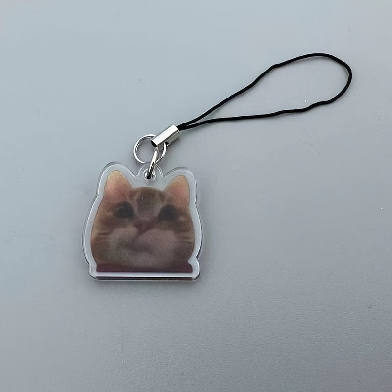2D Flat Banana Cat Phone Charm – Happy & Crying Design