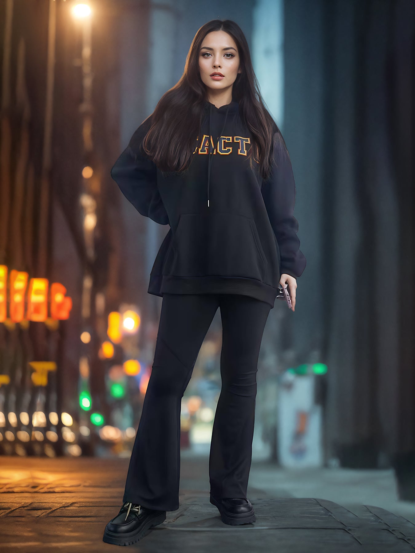 Unisex Stylish Solid Color Print Long Sleeve Hoodie