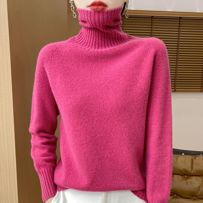 Knitted Sweater Solid-color Long-sleeve Pullover Relaxed-fit Bottoming Top