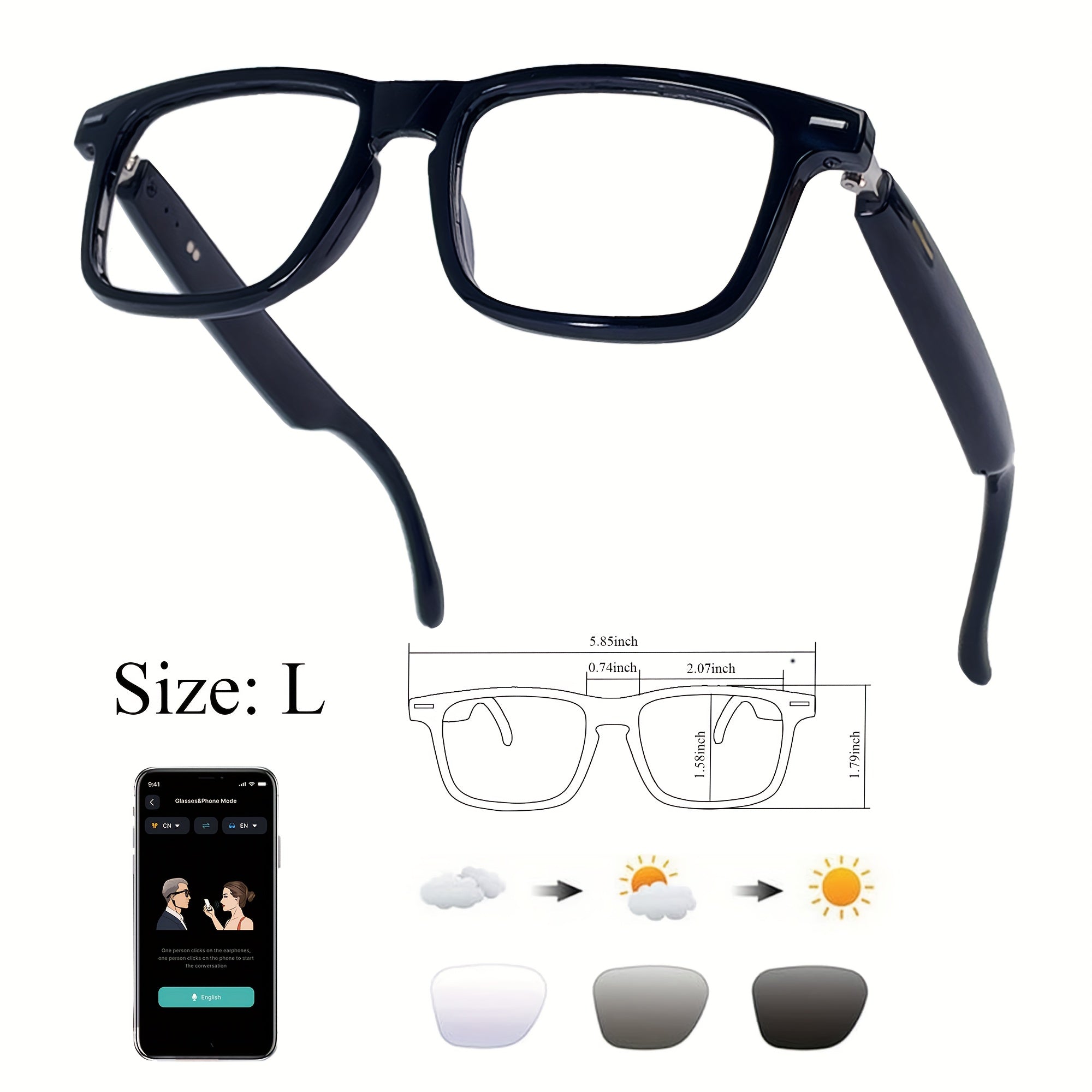 AI Smart Glasses, Smart Glasses with 160+ Languages Real Time Translation Support, Chat GPT System, OICIIDO New Multi-functional Audio Glasses for Men And Women, Built-in Microphone And Speaker...