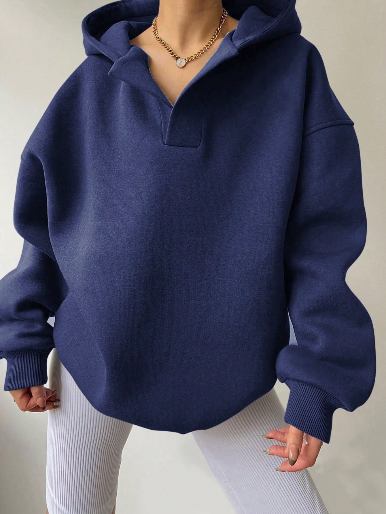 Cozy Solid Color Long Sleeve Loose Fit Hoodie Sweater