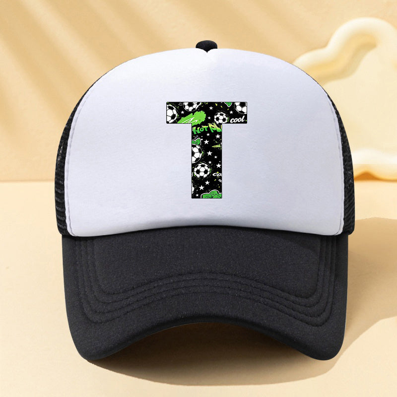 Mesh Letter Trucker Cap for Kids in Sports Style with Adjustable Fit