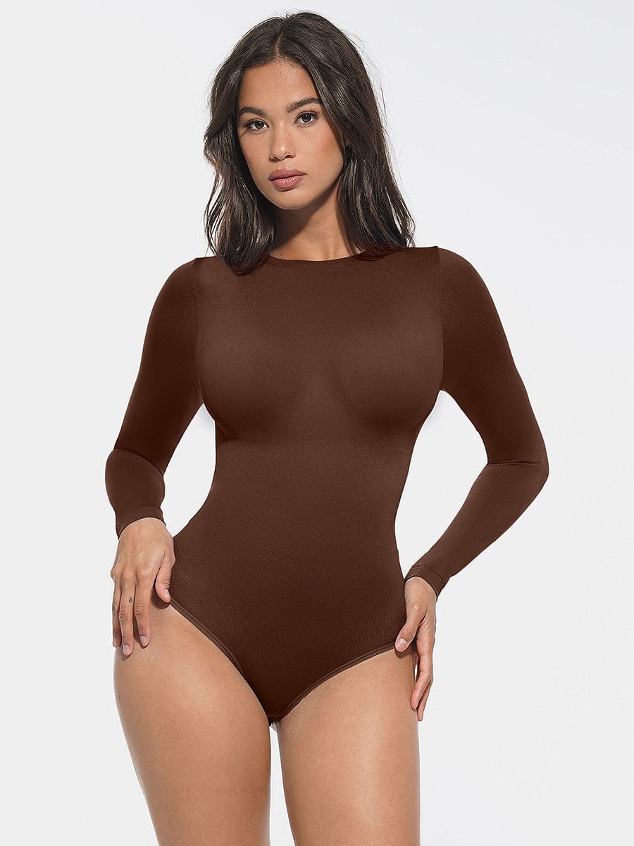 Seamless Shaping Round Neck Snap Crotch Bodysuit