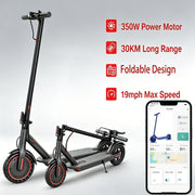 Folding Electric Scooter with Optional 350W or 500W Motor, High-Capacity Battery, Anti-Skid Solid Tires, Long Range, Adjustable Speed up to 20 MPH, Designed for Adult Commuting