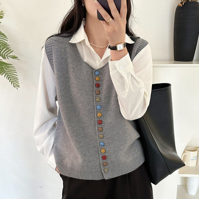 Knitted Vest Women's Spring and Autumn Outer Wear Cardigan