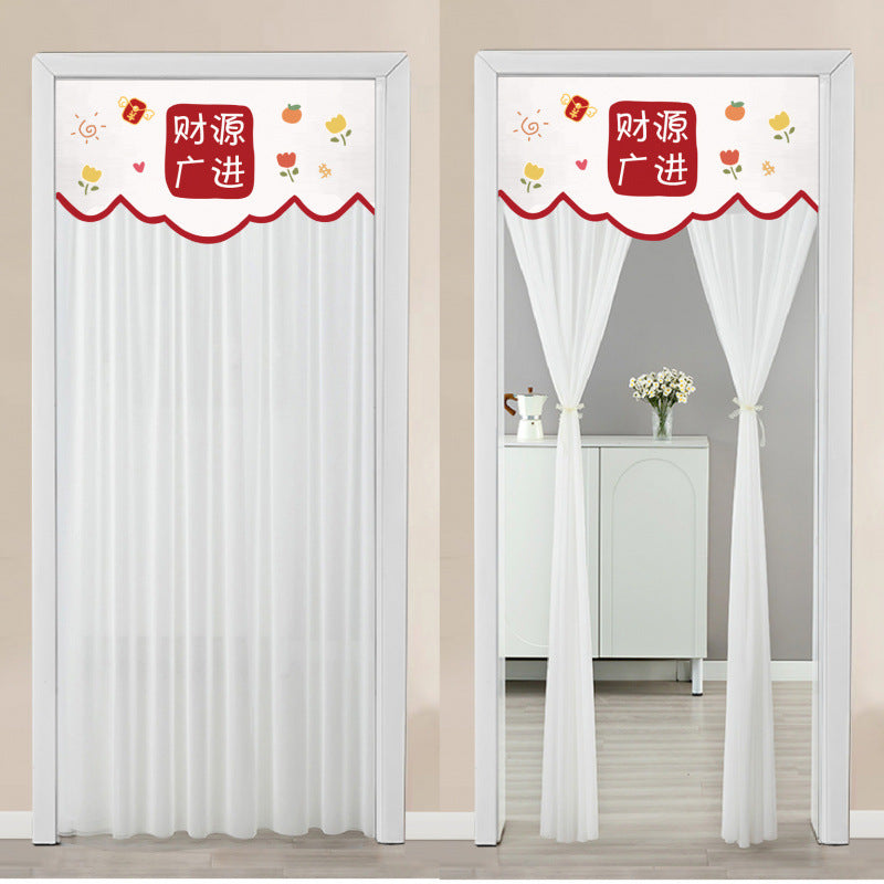 Non Perforated Magic Tape Gauze Double-layer Blackout Curtain
