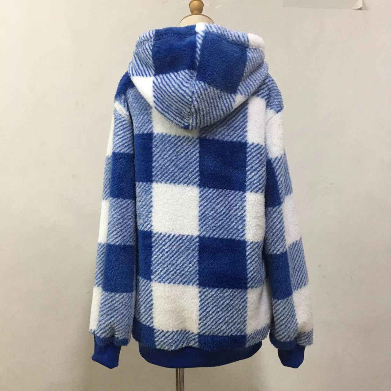 Plush Zip-Up Hooded Sweatshirt with Pockets