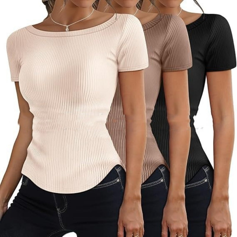 Slim-Fit Ribbed T-Shirt – Short Sleeve, Breathable Comfort