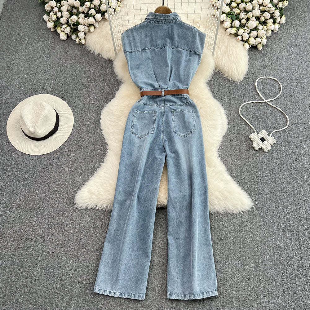 Chic High-Waisted Slimming Straight-Leg Denim Pants