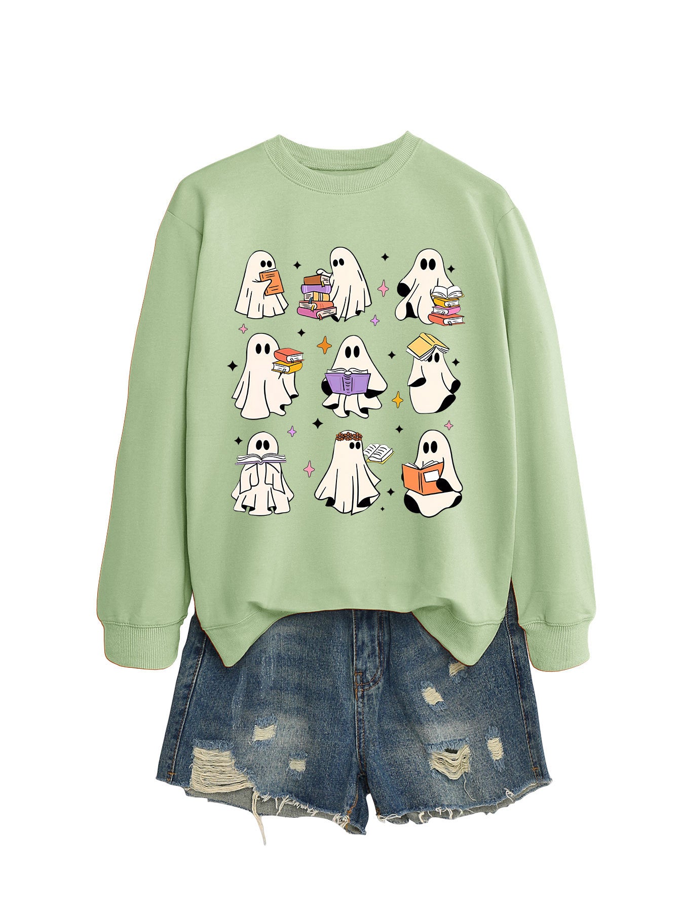 Women's Cozy Reading Print Pullover Sweater
