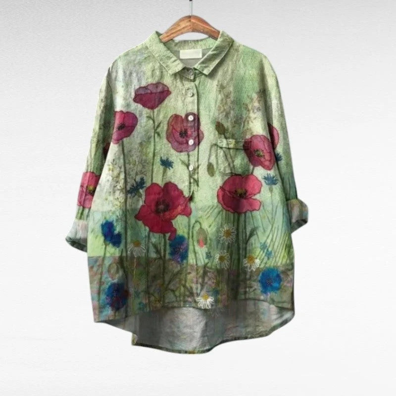 European And American Printed Hawaiian Casual Long-sleeved Shirt