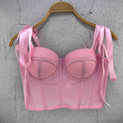 French Ribbon Bra Fishbone Camisole – Trendy Micro-Elastic Cotton Top