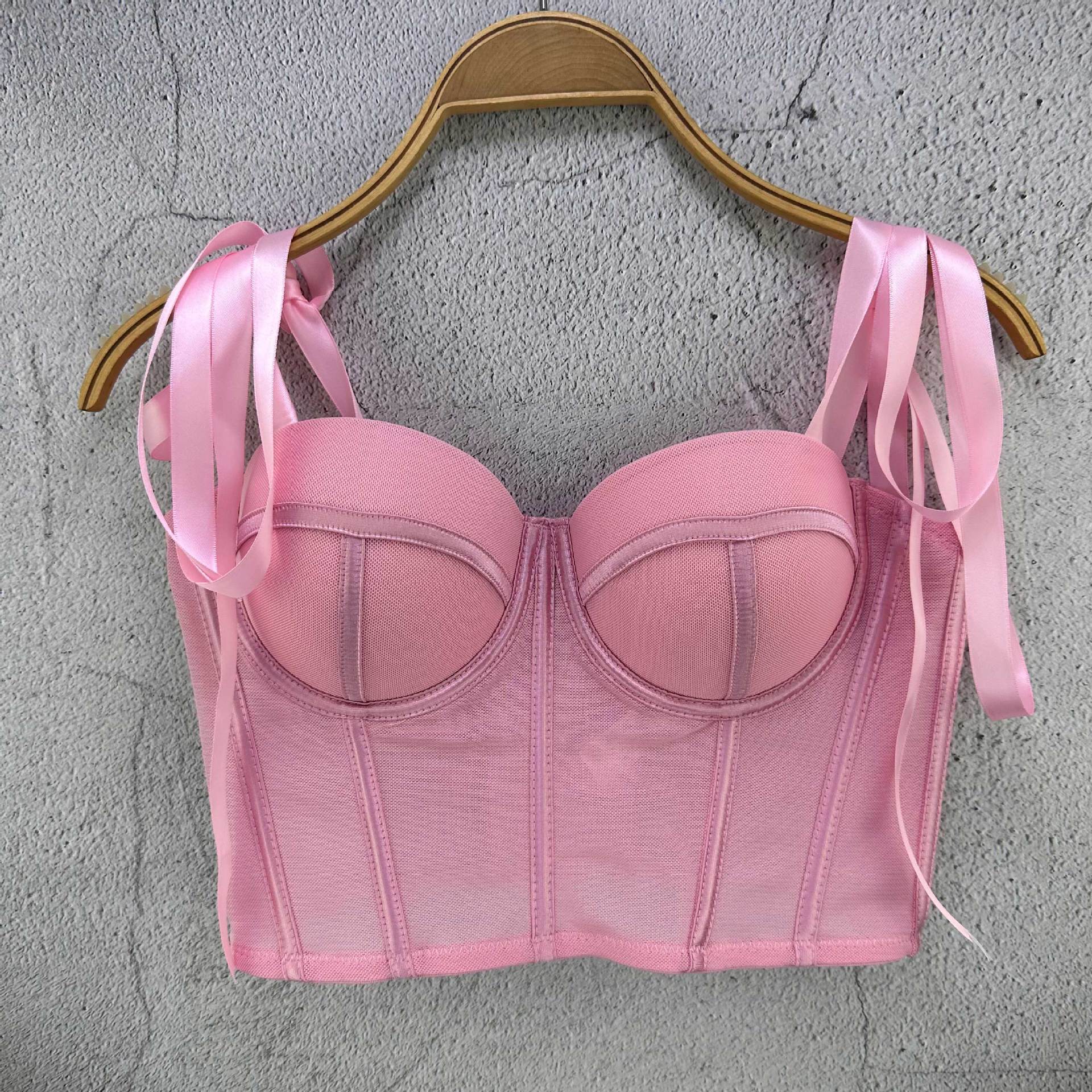 French Ribbon Bra Fishbone Camisole – Trendy Micro-Elastic Cotton Top