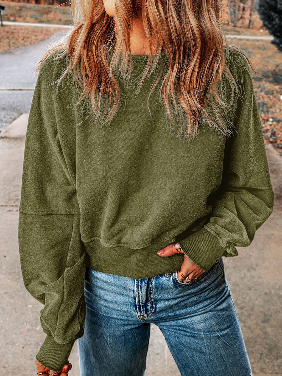 Chic Backless Solid Color Long-Sleeve Women's Sweater