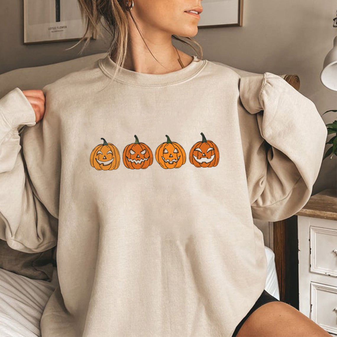 Funny Halloween Evil Pumpkin Head Hoodie Party Sweater