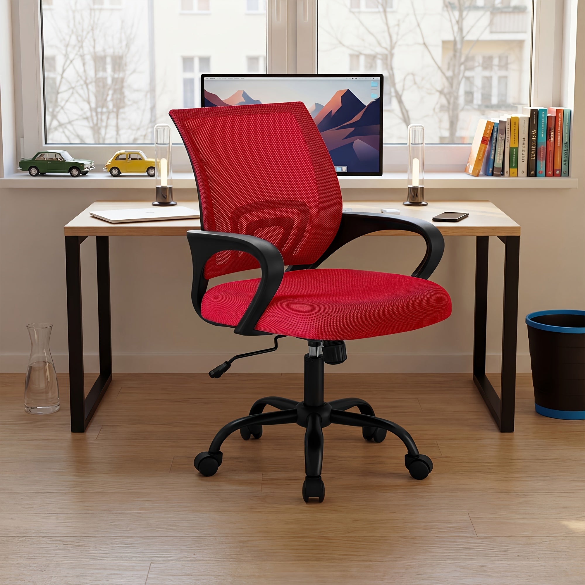 Ergonomic Mid-Back Office Desk Chair with Lumbar Support and Rocking Mode