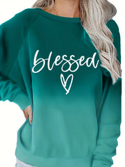 Women's Casual Letter Print Loose Long Sleeve Sweatshirt
