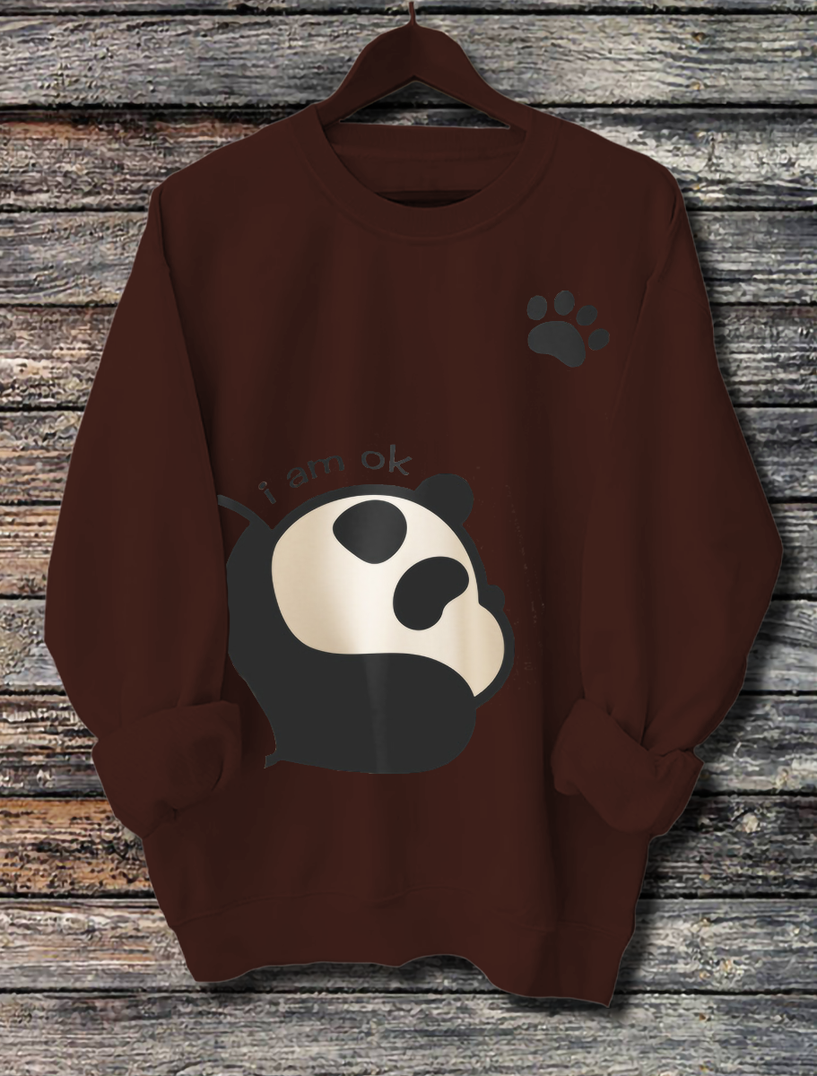 Cute Panda Print Long Sleeve Women's Hoodie