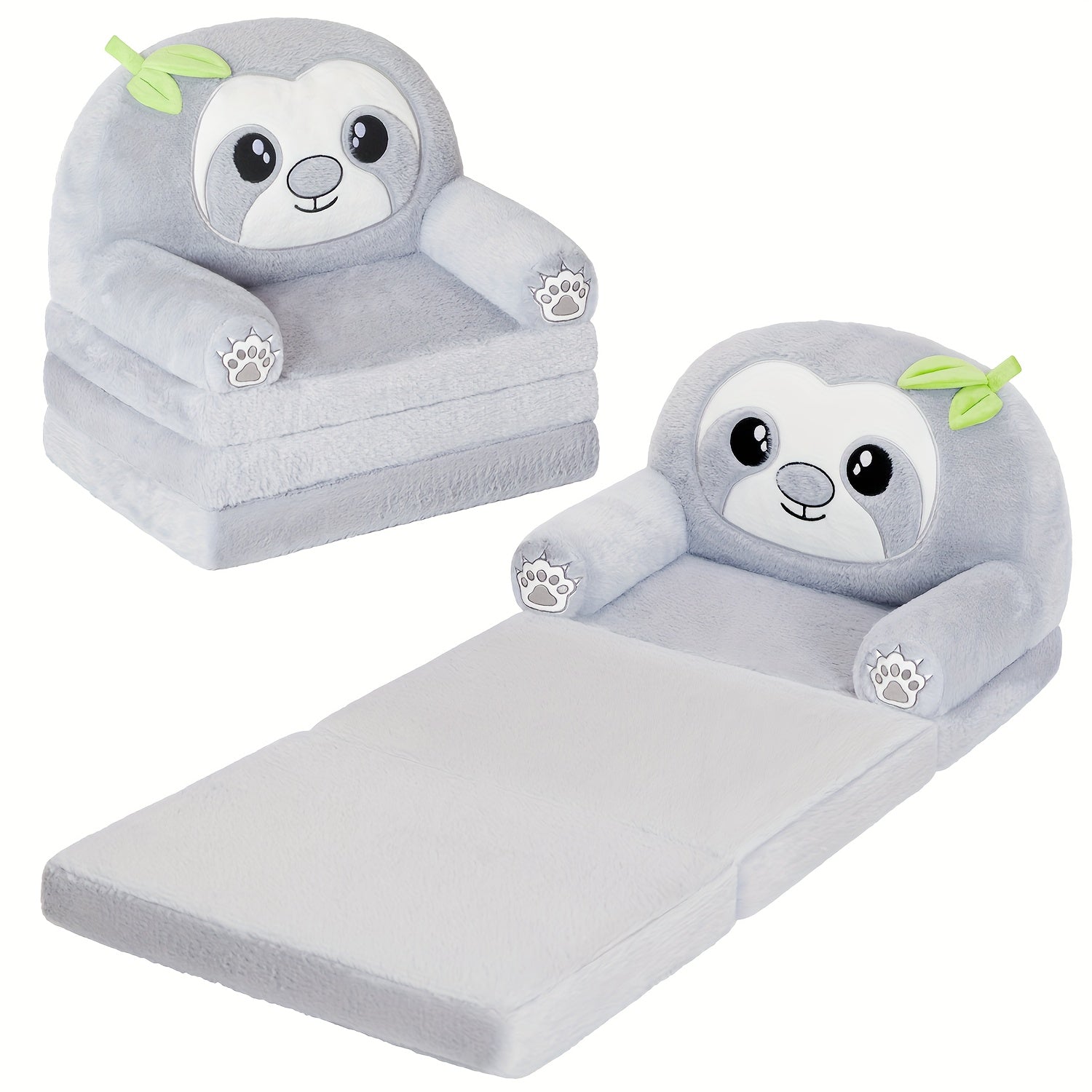 Cute Panda Foldable Kids Sofa Chair, 2-in-1 Plush Animal Lounger with High-Density Foam, Comfortable Reading Couch for Bedroom Décor