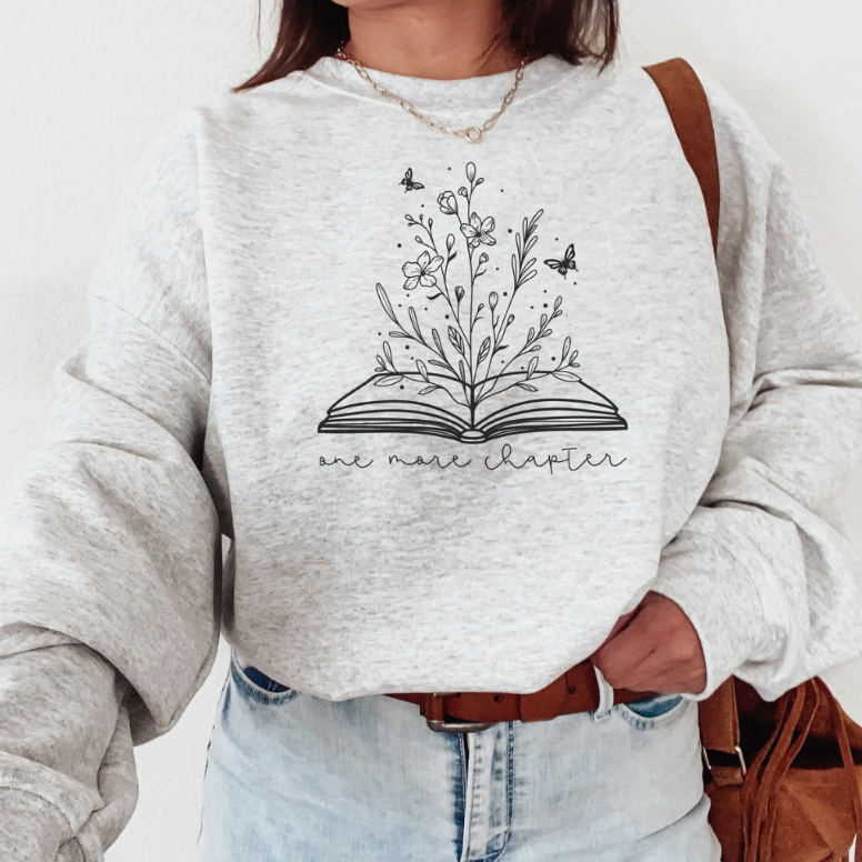 Crew Neck Casual Plant Print Pullover